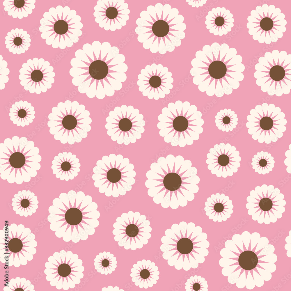 Creative seamless Floral vector pattern. White chamomile on a pink background. For the original, decorative flower backdrop for greeting cards, flyers, packagings, prints, textiles, etc. Creative seamless Floral vector pattern. White chamomile on a pink background. For the original, decorative flower backdrop for greeting cards, flyers, packagings, prints, textiles, etc.