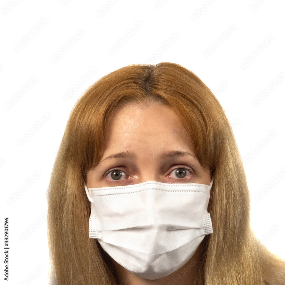 Girls in medical masks are protected from the epidemic of coronavirus isolated on a white background Girls in medical masks are protected from the epidemic of coronavirus isolated on a white background