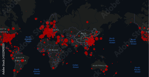  Map of the COVID-19 epidemic in Europe. Infection map. Vector image.
