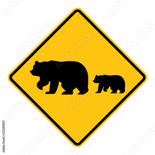 Bear Crossing Road Sign Clipart