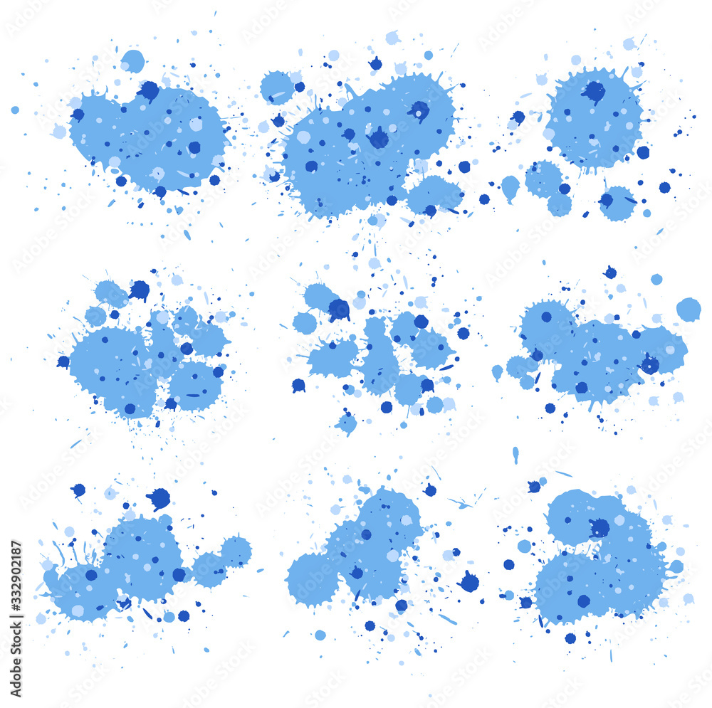 Watercolor splash in bllue on white background