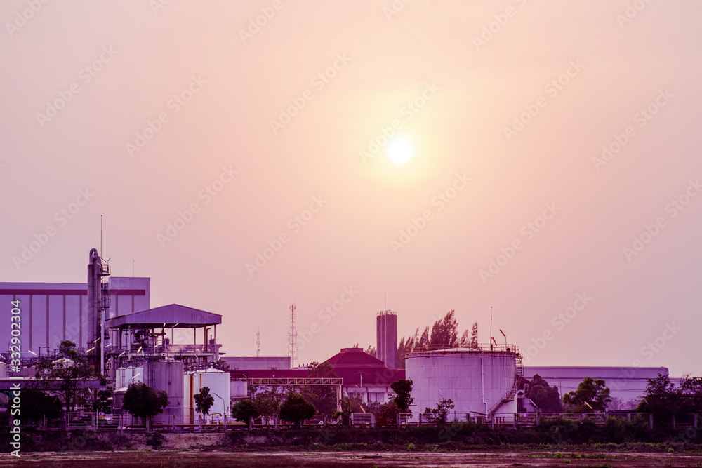 Industrial factory plant with empty space sky background