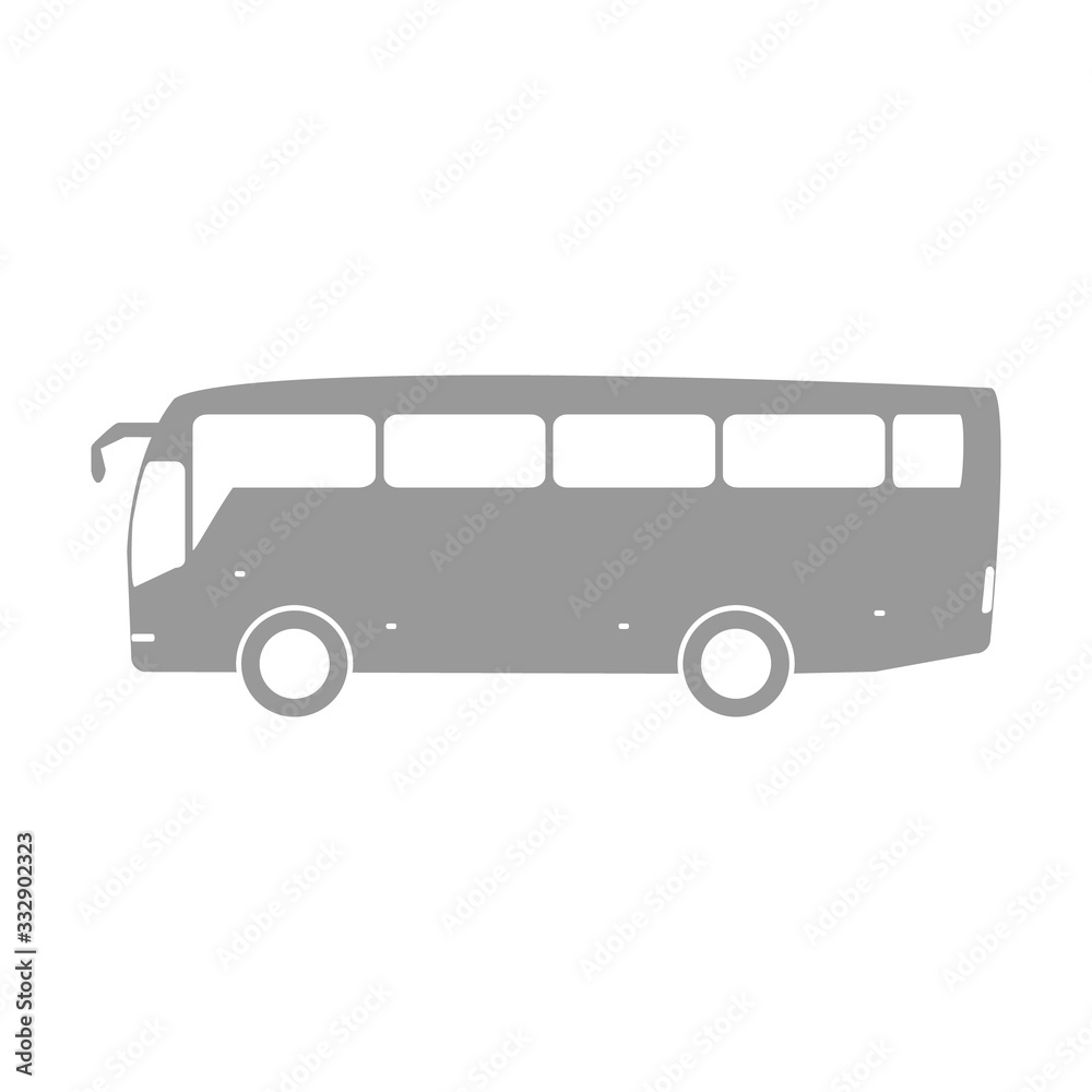 Bus icon in flat trendy style. Transport symbol vector illustration isolated on white. Automobile silhouette in grey color design