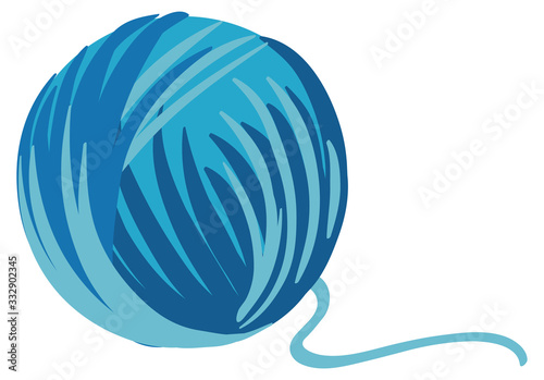 Roll of blue string on white background