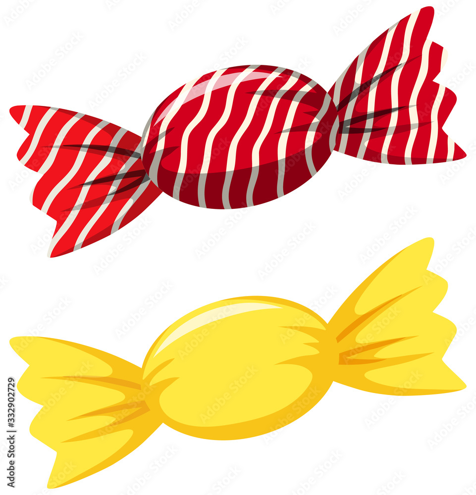 Obraz premium Two candies in red and yellow wrapping