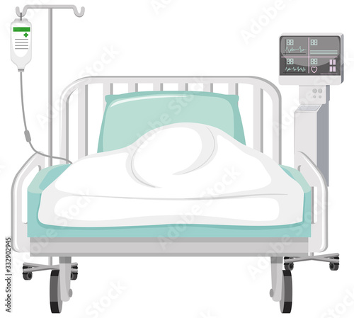 Hospital bed on white background