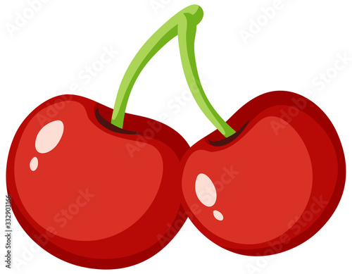 Red cherries on white background