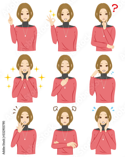 女性　表情　セット