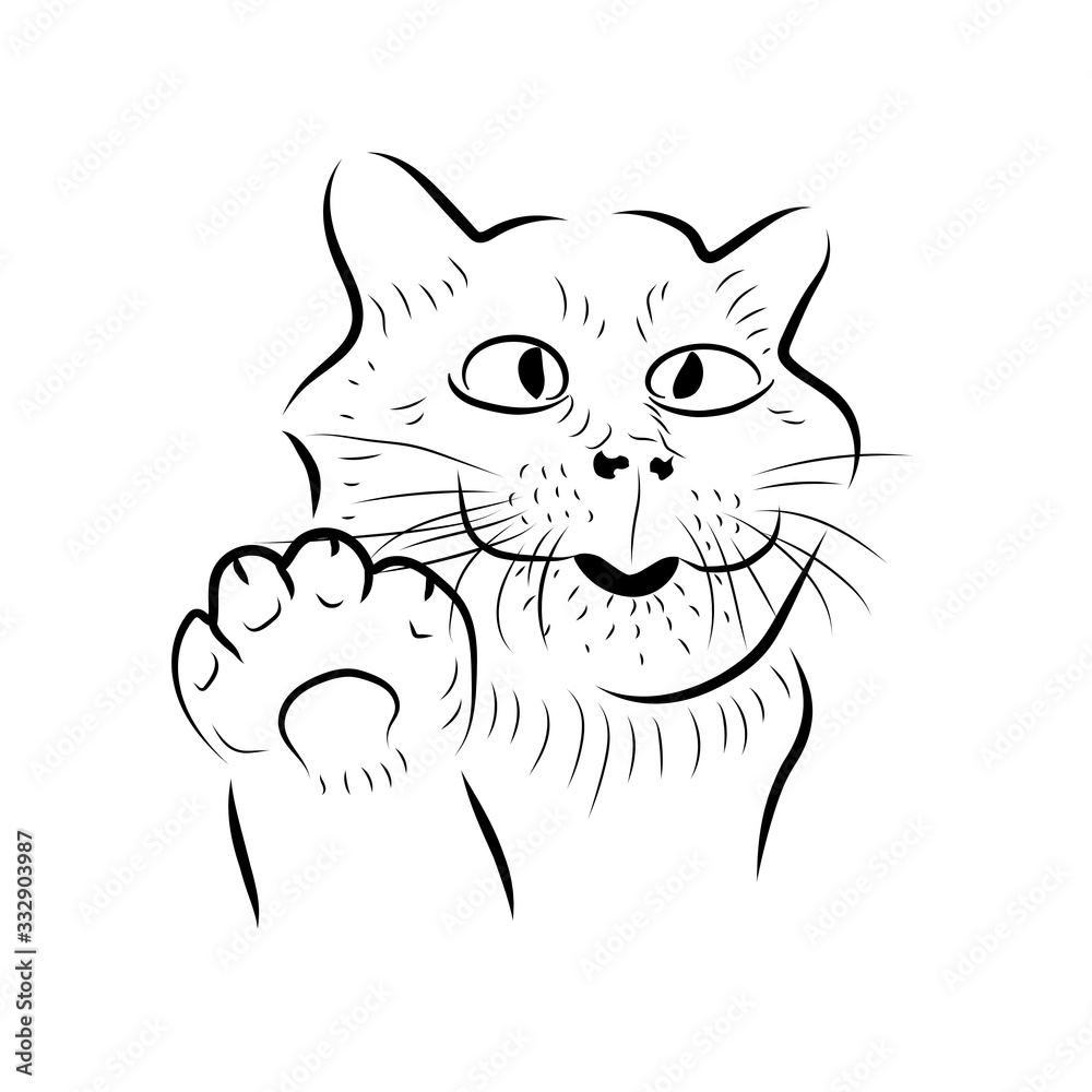 Cartoon friendly cat. Sketch style. Cartoon friendly cat. Sketch style.