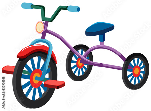 One tricycle on white background