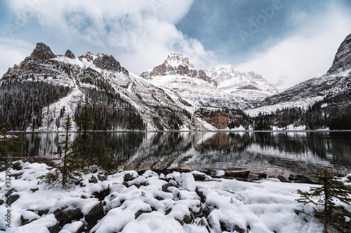 Scenery of Rocky mountains with snow covered in Lake O'hara at Yoho national park © Mumemories