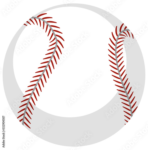 One baseball on white background