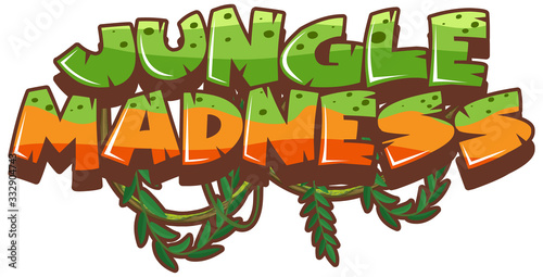 Font design for word jungle madness with green vine
