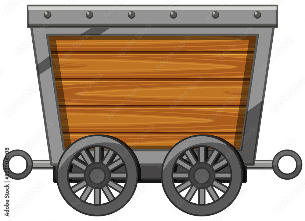Wooden wagon with metal wheels