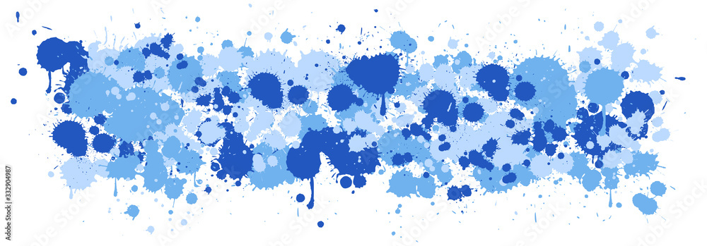 Background design with watercolor splash in blue on white background