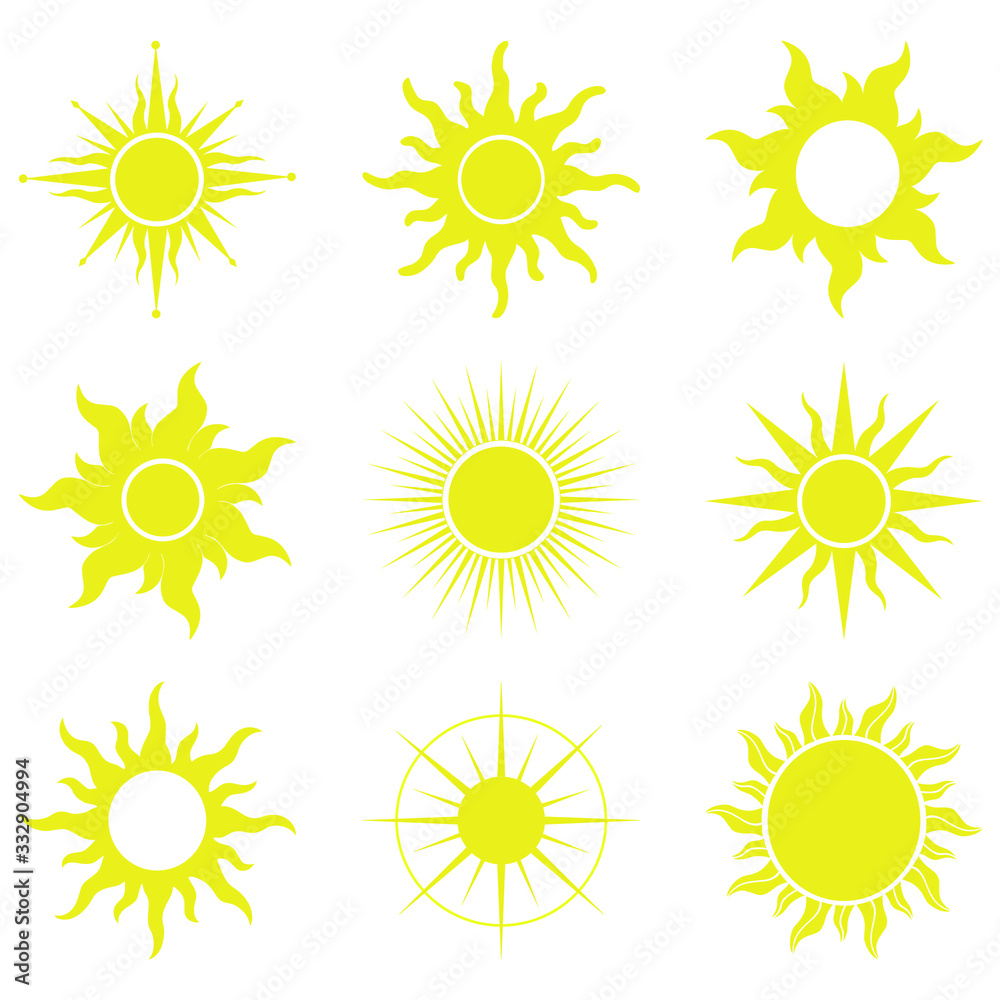 Set of sun images for you design. Set of sun images for you design.