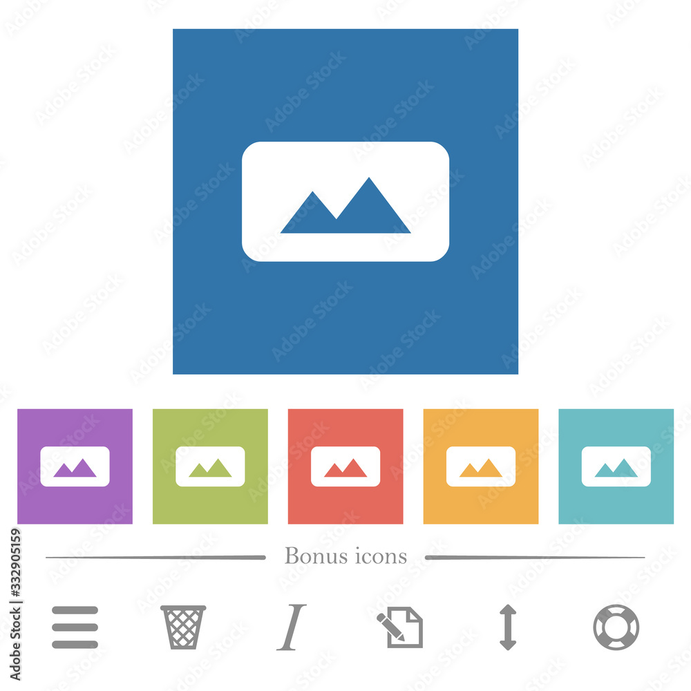 Panorama picture flat white icons in square backgrounds Panorama picture flat white icons in square backgrounds