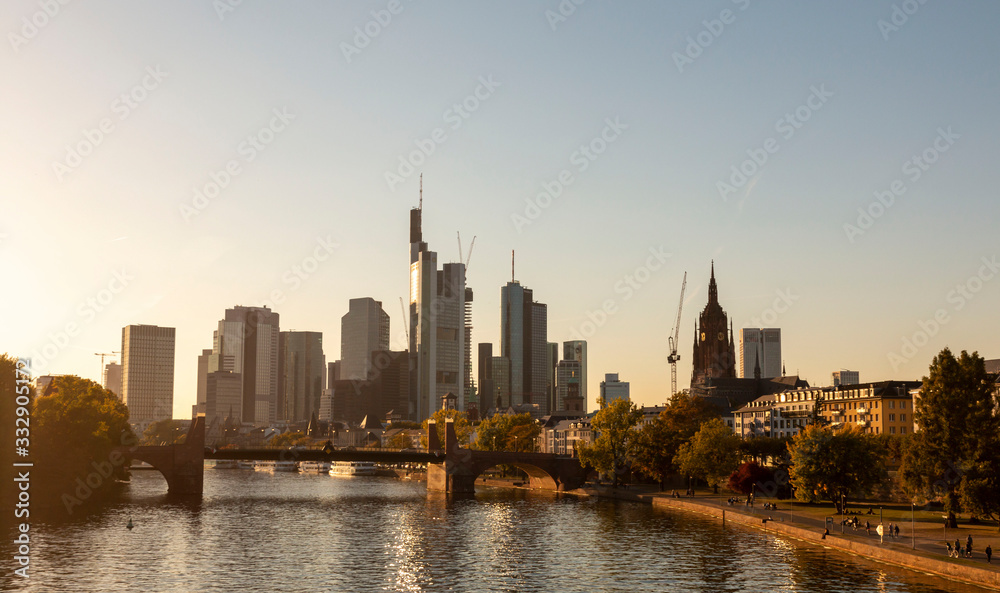City of Frankfurt, Germany. Frankfurt am Main Germany Sunset. View of Frankfurt am Main skyline.