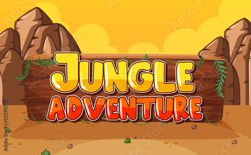 Forest scene with word jungle adventure background