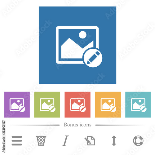 Rename image flat white icons in square backgrounds
