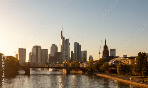 City of Frankfurt, Germany. Frankfurt am Main Germany Sunset. View of Frankfurt am Main skyline.
