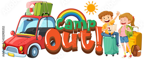 Font design for word camp out with kids on vacation