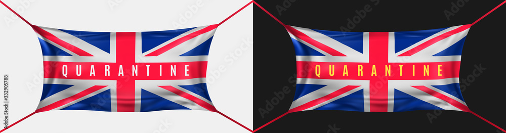 Coronavirus Quarantine Britain. Protective mask in the form of flag of UK from covid-19 Coronavirus Quarantine Britain. Protective mask in the form of flag of UK from covid-19