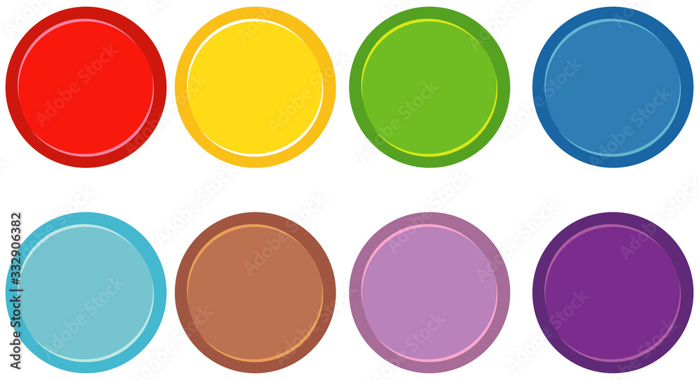 Round circles in different colors on white background