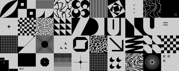 Fototapete Schwarz-weiße geometrische Muster Monochromes Abstraktes Vektor Designmuster  © Normform