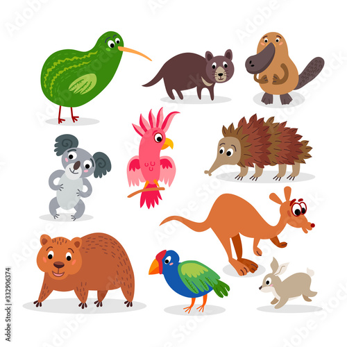 Wild Australia animals set in flat style