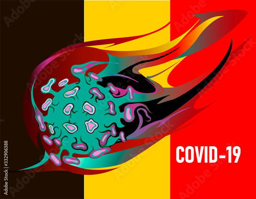 Covid-19 background  coronavirus cell with Belgian flag background