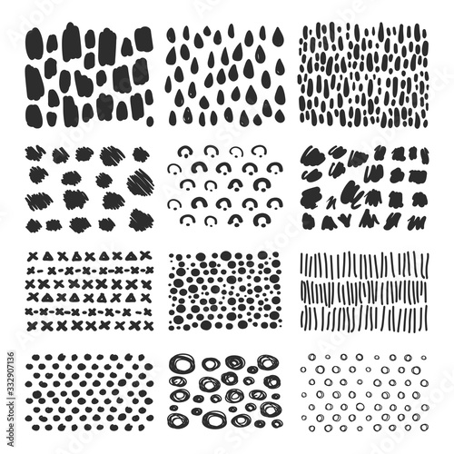 Vector set hand drawn scribbles with brush strokes