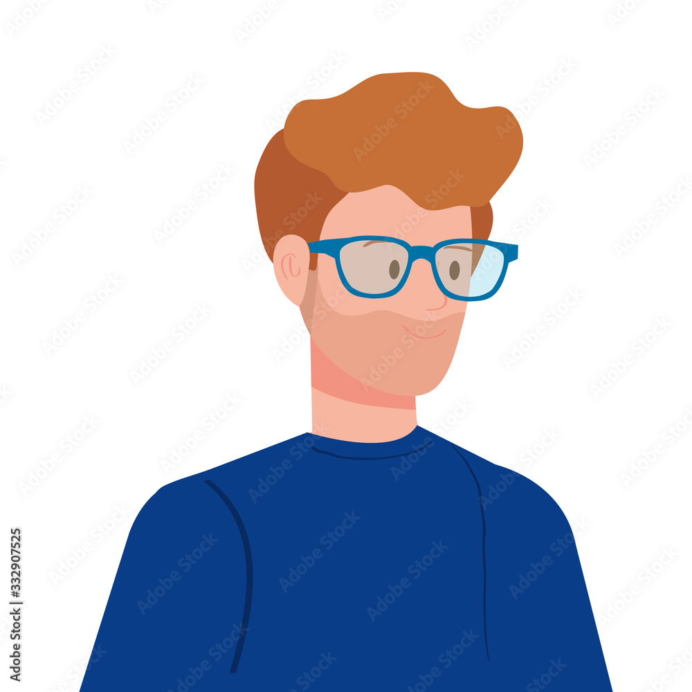 young man with eyeglasses avatar character icon vector illustration design young man with eyeglasses avatar character icon vector illustration design