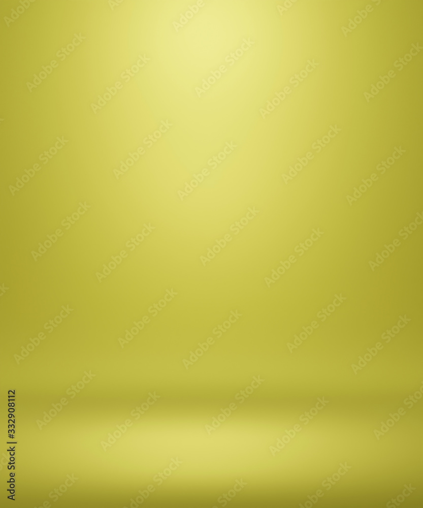 Abstract Luxury gradient background empty space studio room for display product ad website, Smooth Dark yellow with Black vignette Studio Banner. platform Scene show product presentation. 3d render