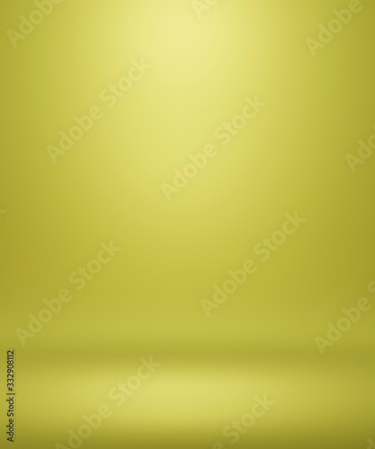 Abstract Luxury gradient background empty space studio room for display product ad website, Smooth Dark yellow with Black vignette Studio Banner. platform Scene show product presentation. 3d render © Kakabe