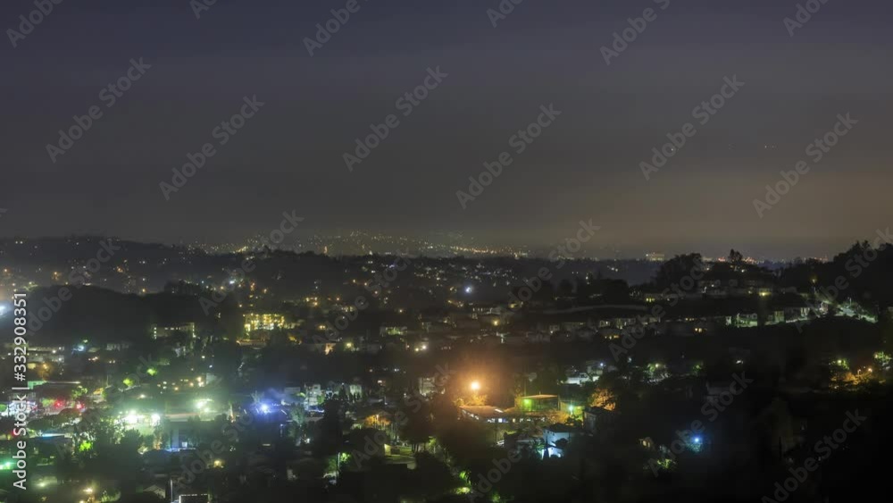High angle night time lapse of the Newton Park area of Los Angeles High angle night time lapse of the Newton Park area of Los Angeles