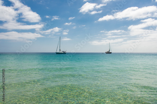 Fuerteventura, Canary Islands, Spain. Beautiful landscape of mountains, beach and coast of Atlantic Ocean  © Maciej