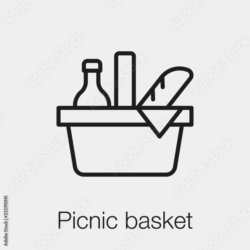 picnic basket icon vector. Linear style sign for mobile concept and web design. picnic basket symbol illustration. Pixel vector graphics - Vector.	