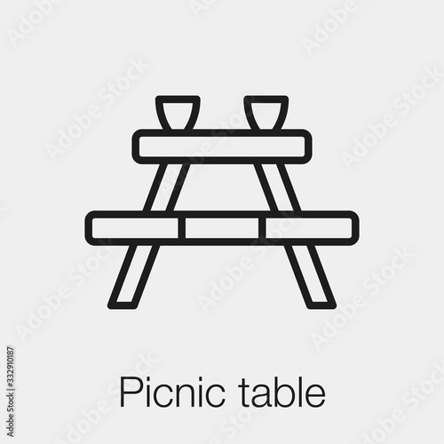 picnic table icon vector. Linear style sign for mobile concept and web design. picnic table symbol illustration. Pixel vector graphics - Vector. 