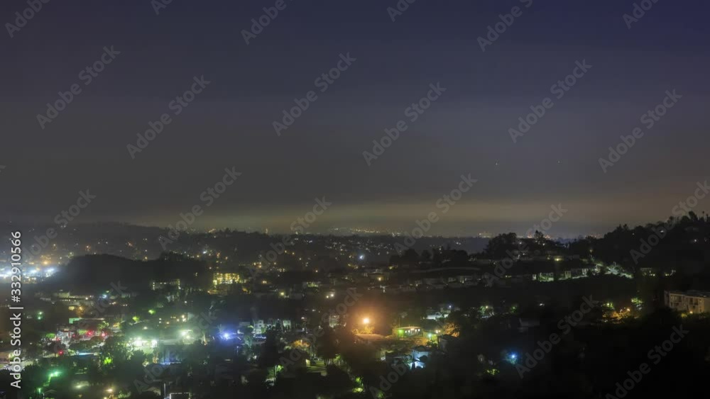 High angle night time lapse of the Newton Park area of Los Angeles High angle night time lapse of the Newton Park area of Los Angeles