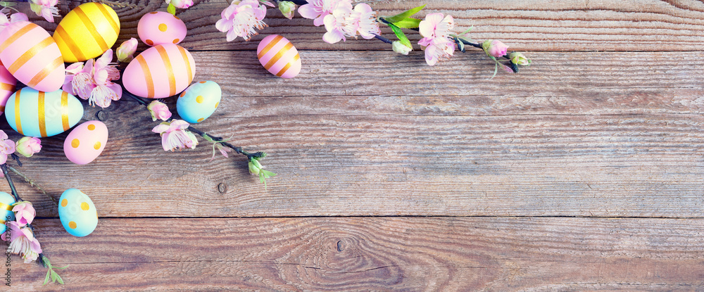 Gift card with colorful easter eggs on old wooden table. Gift card with colorful easter eggs on old wooden table.