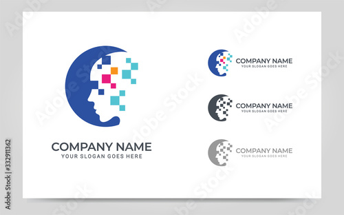 People abstract head logo.Modern human face graphic illustration.