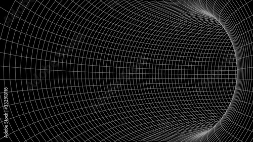 Vector illustration. 3D corridor mesh. Frame tunnel.