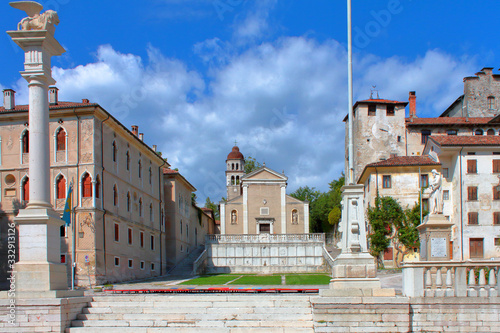 feltre city and view of piazza maggiore square in italy