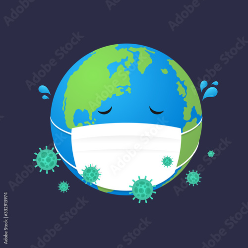 Globe is infected with a disease , world is sick vector design