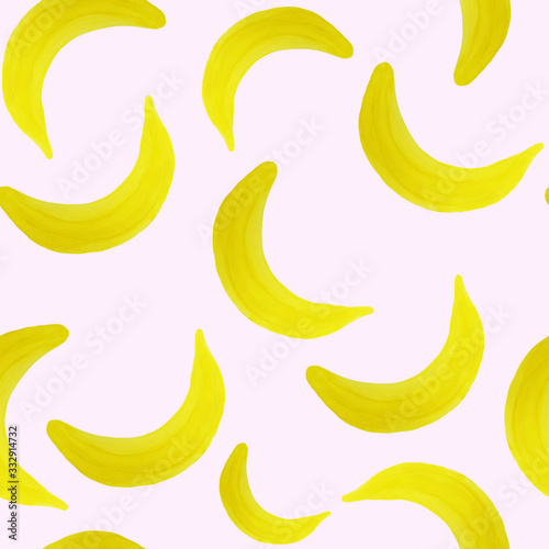 bananas fruit seamless pattern with gouache. fruit pattern for textile,wrapping, fabric, wallpaper 