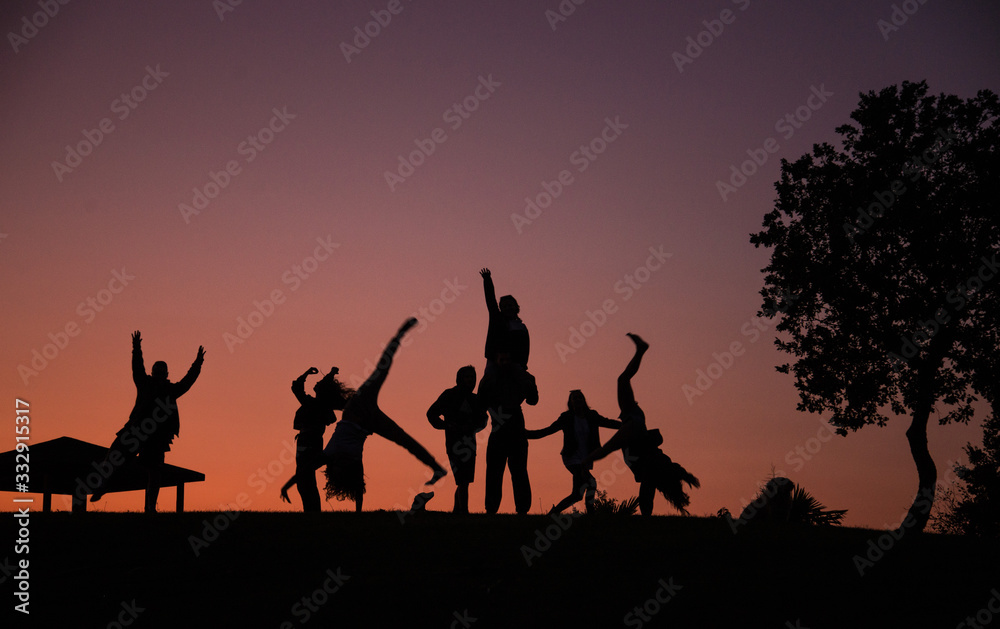 silhouettes of people on a sunset silhouettes of people on a sunset