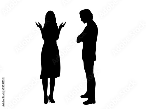 Silhouette of a woman does not understand man