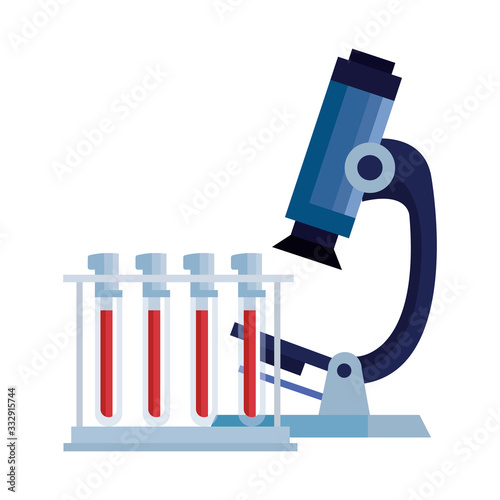 microscope with tubes test isolated icon vector illustration design
