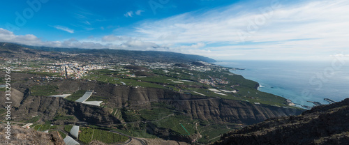 Wide panoramic view from Mirador el Time viewpoint on Los Llanos de Aridane and Aridane valley, La Palma, Canary Islands, Spain photo